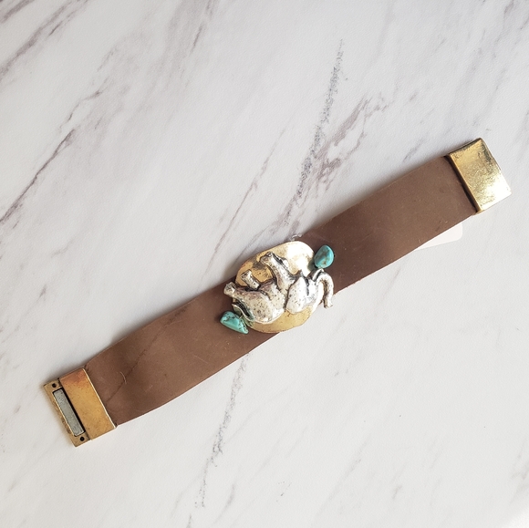 Elephant Turquoise Beaded Two-Tone Bracelet - Picture 7 of 8